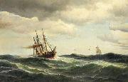 Carl Bille Dampfsegler auf sturmischer See oil painting